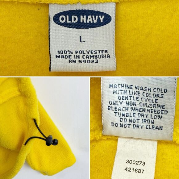 Old Navy vintage y2K Yellow Fleece 1/4 Zip Pullover Sweater Size L - Picture 7 of 16
